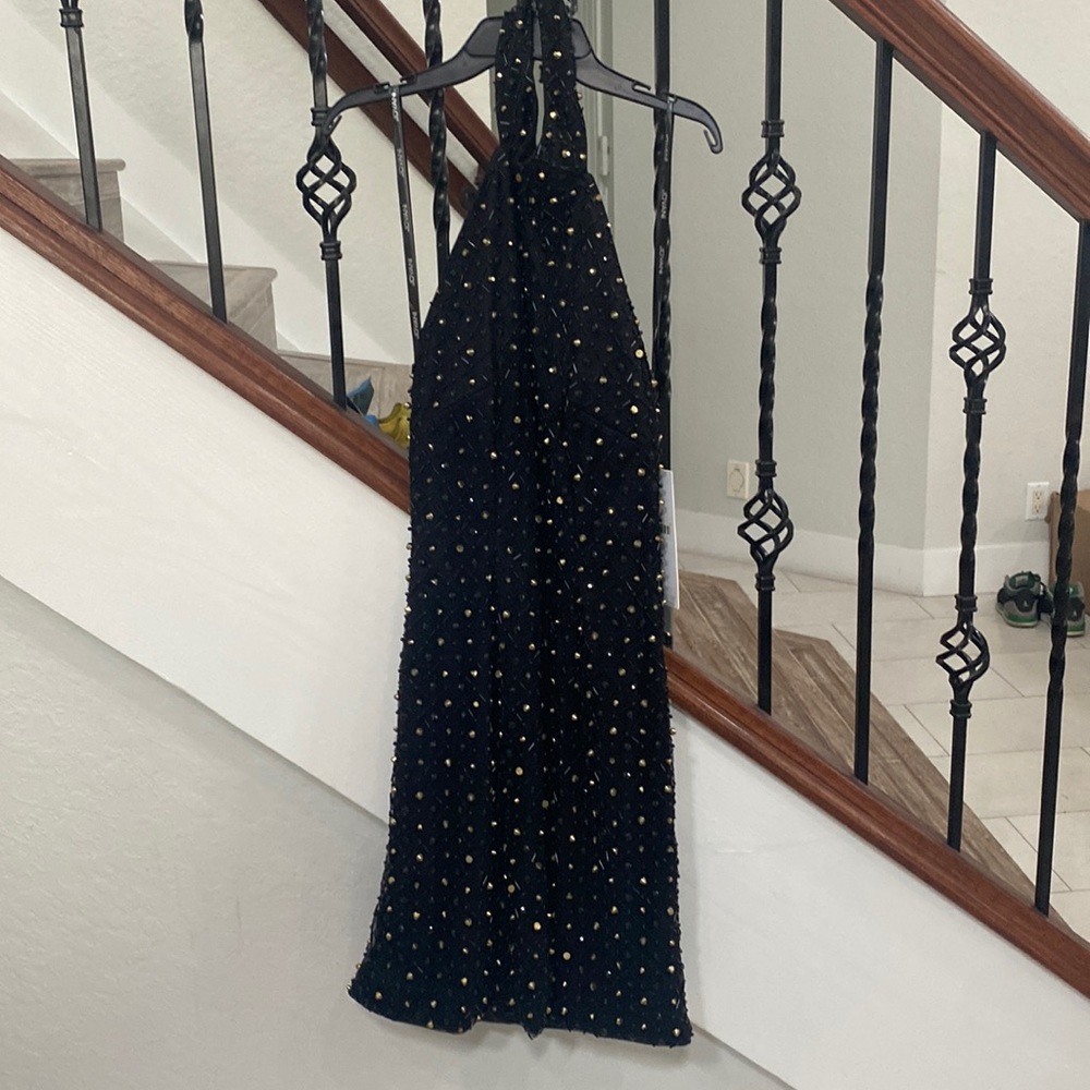jovanni dress - black with gold and black studs